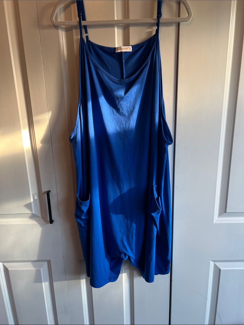 Tik tok viral! Sleeveless Royal Blue Relaxed Jumpsuit Romper with Side Pockets